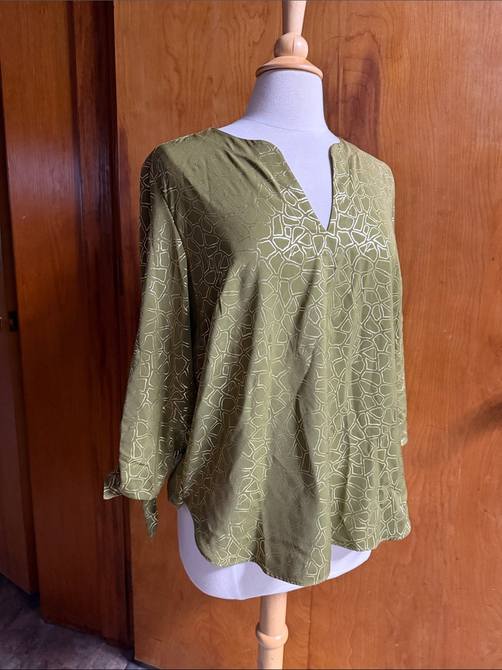 MICHAEL Michael Kors Olive Green Printed V-Neck Tunic